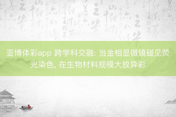 亚博体彩app 跨学科交融: 当金相显微镜碰见荧光染色, 在生物材料规模大放异彩