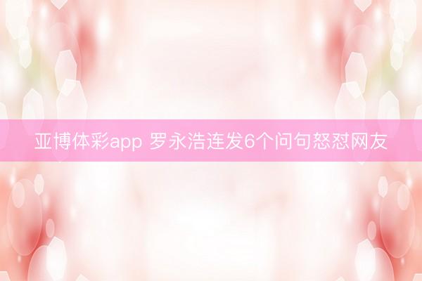 亚博体彩app 罗永浩连发6个问句怒怼网友