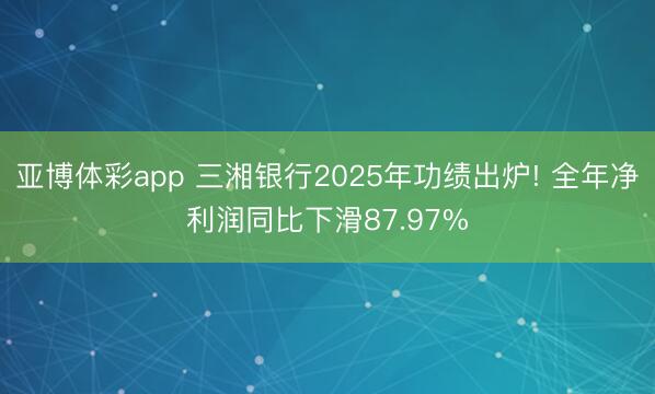 亚博体彩app 三湘银行2025年功绩出炉! 全年净利润同比下滑87.97%