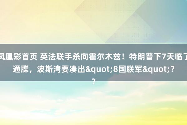 凤凰彩首页 英法联手杀向霍尔木兹!特朗普下7天临了通牒,波斯湾要凑出"8国联军"?