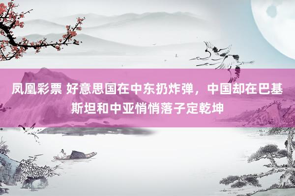 凤凰彩票 好意思国在中东扔炸弹，中国却在巴基斯坦和中亚悄悄落子定乾坤