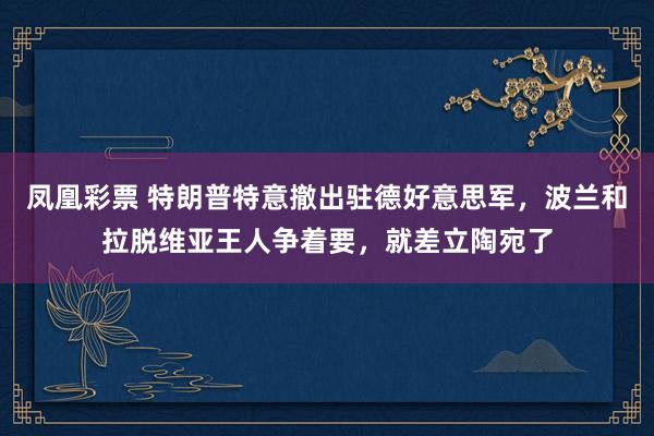 凤凰彩票 特朗普特意撤出驻德好意思军，波兰和拉脱维亚王人争着要，就差立陶宛了