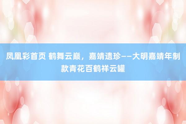 凤凰彩首页 鹤舞云巅，嘉靖遗珍——大明嘉靖年制款青花百鹤祥云罐