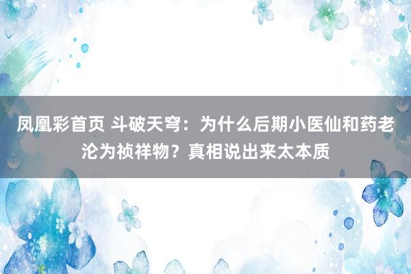 凤凰彩首页 斗破天穹：为什么后期小医仙和药老沦为祯祥物？真相说出来太本质