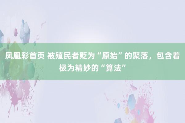凤凰彩首页 被殖民者贬为“原始”的聚落，包含着极为精妙的“算法”