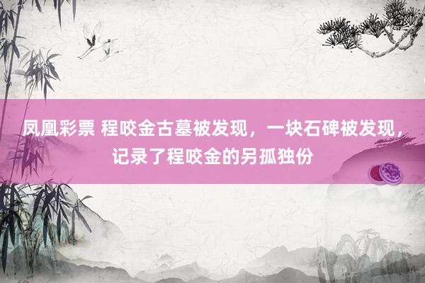 凤凰彩票 程咬金古墓被发现，一块石碑被发现，记录了程咬金的另孤独份