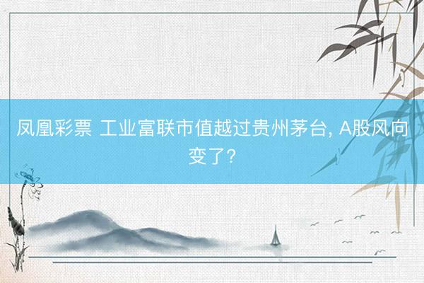 凤凰彩票 工业富联市值越过贵州茅台， A股风向变了?
