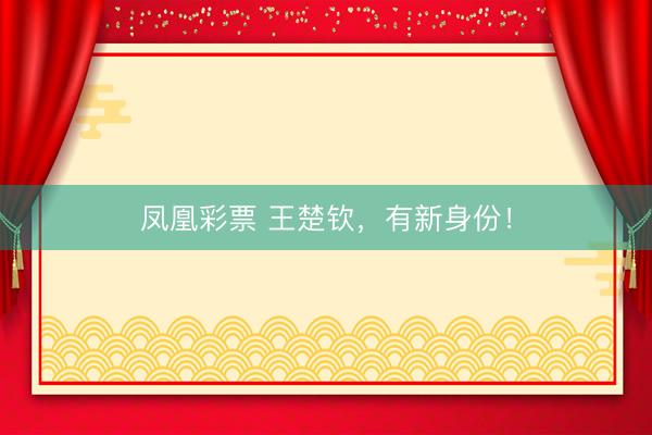 凤凰彩票 王楚钦,有新身份!
