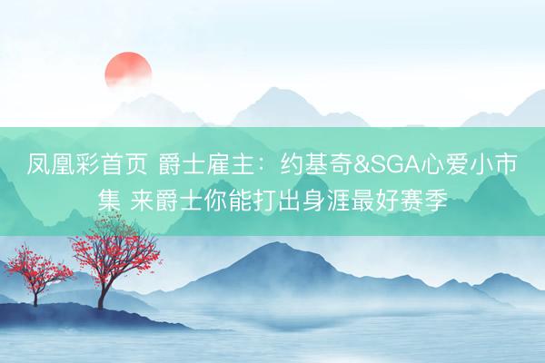 凤凰彩首页 爵士雇主：约基奇&SGA心爱小市集 来爵士你能打出身涯最好赛季