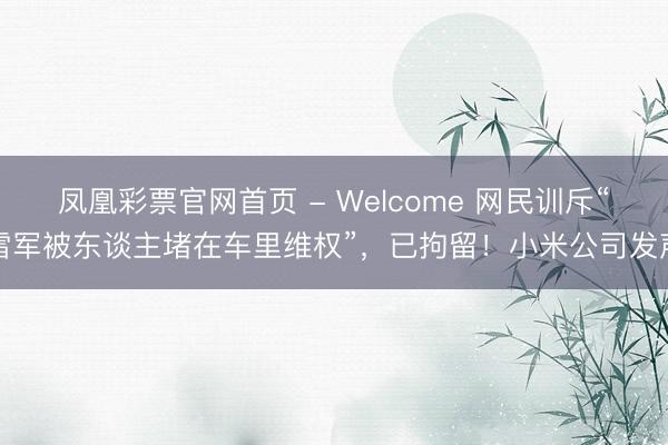 凤凰彩票官网首页 - Welcome 网民训斥“雷军被东谈主堵在车里维权”，已拘留！小米公司发声